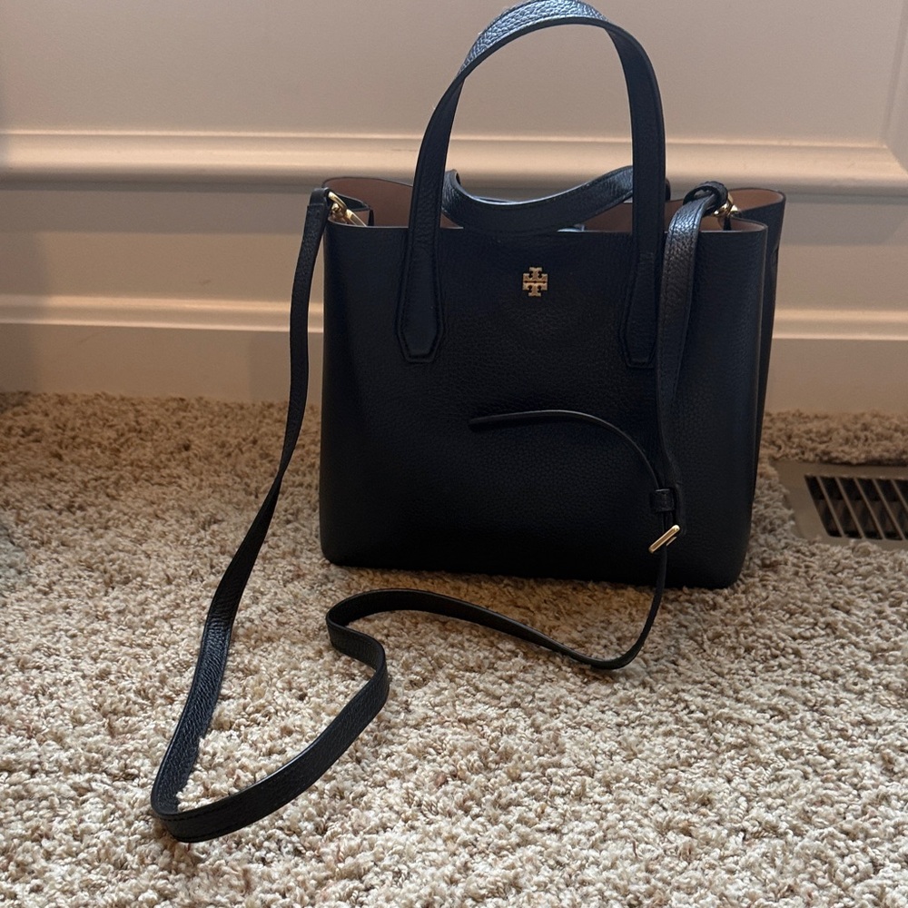 Tory Burch Black Pebbled Leather Purse